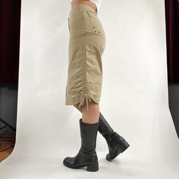 Gorgeous vintage 90s Armani Exchange Khaki Midi Skirt with abstract Motif and dr - Picture 7 of 8